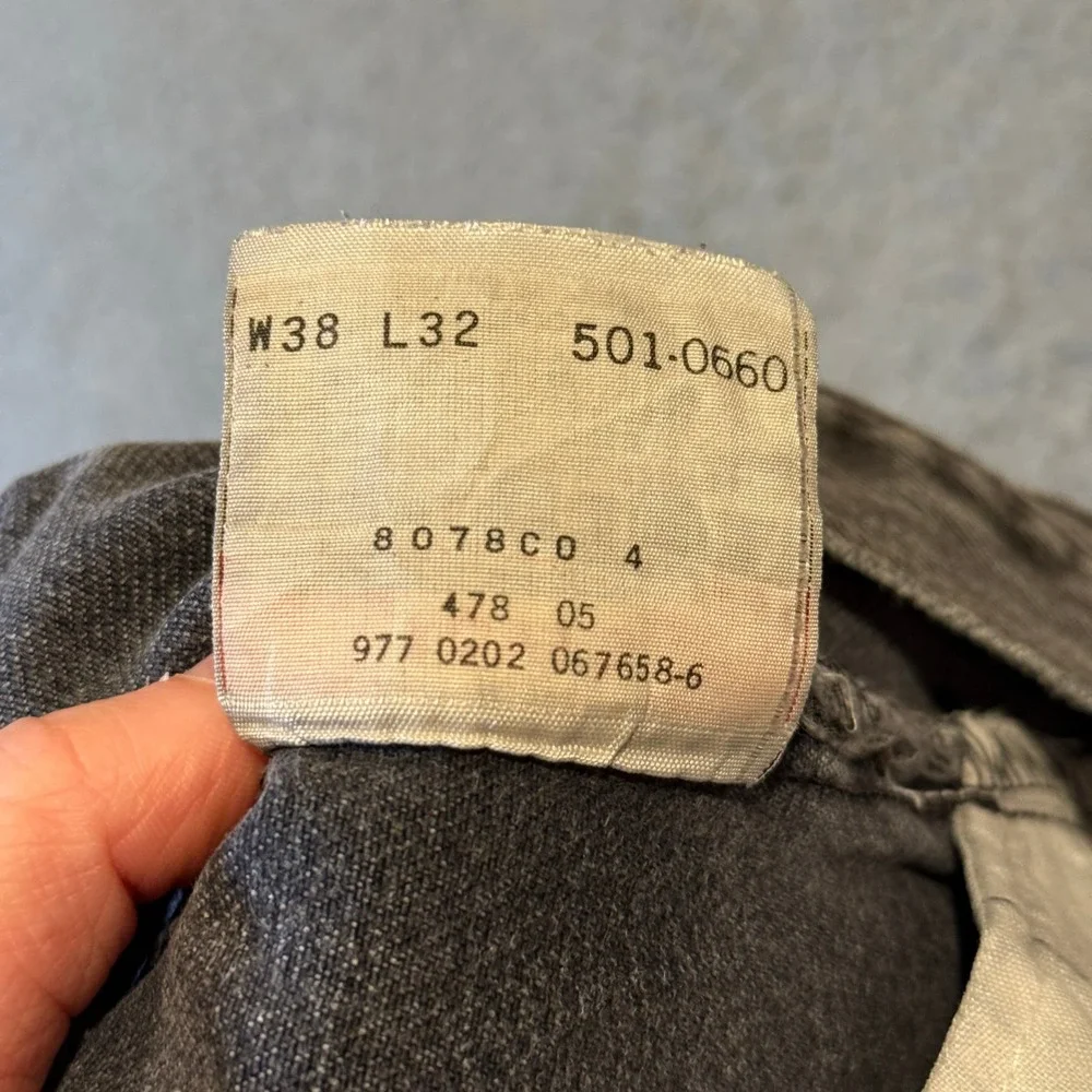 Levi's 501 Jeans Mens Faded Black Button Fly 38x32 Straight Leg Cotton Vintage